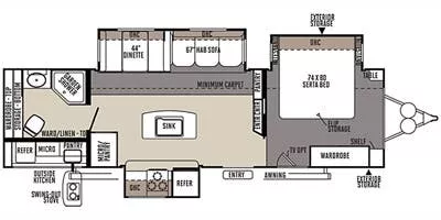 34' 2015 Forest River Rockwood Signature Ultra 8293IKRBS w/3 Slides Floorplan