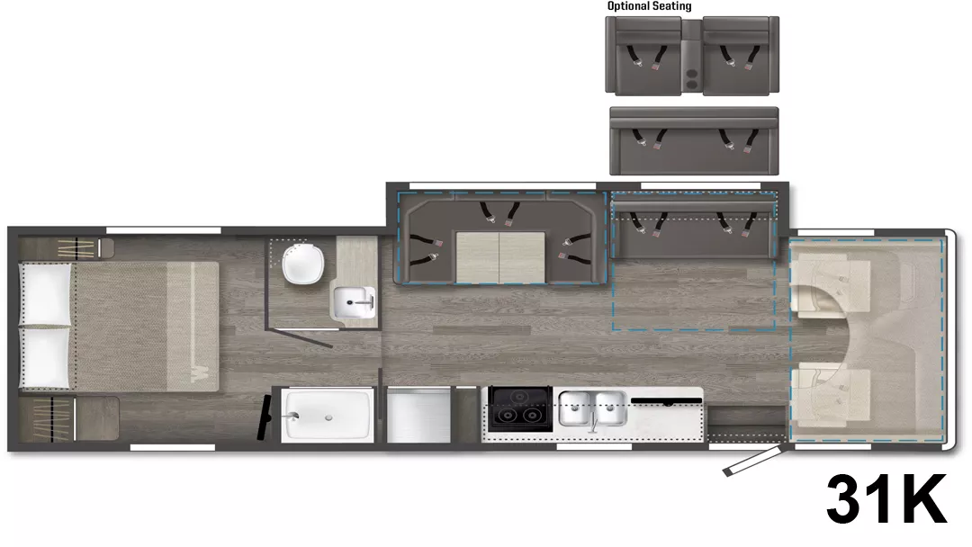 31' 2018 Winnebago Spirit M-31K w/Slide Floorplan