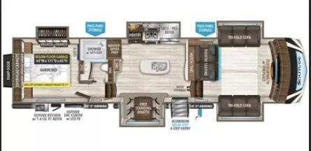 41' 2018 Grand Design Solitude 374TH w/5 Slides - Toy Hauler Floorplan