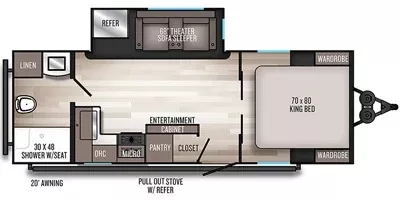 27' 2021 Forest River Palomino Solaire 242RBS w/Slide Floorplan