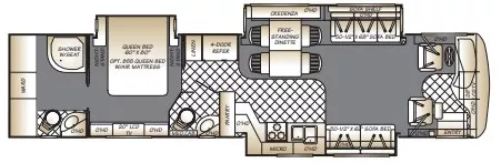 41' 2007 Fleetwood Revolution Le 40E 400hp Caterpillar w/3 Slides Floorplan