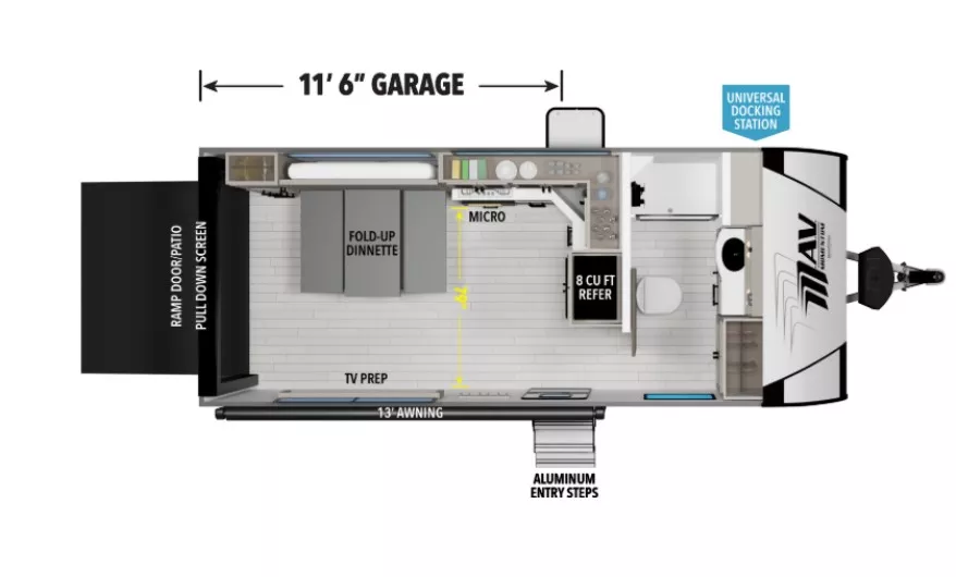 22' 2026 Grand Design Momentum 17MAV - Toy Hauler Floorplan