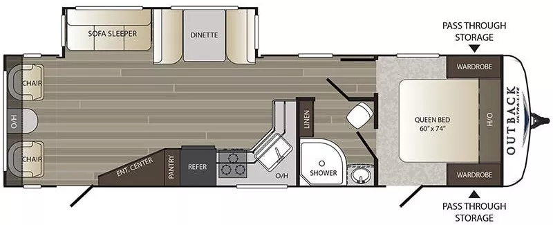 34' 2018 Keystone Outback Ultra-Lite 299URL w/Slide Floorplan