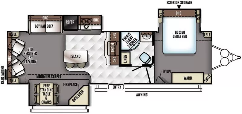 35' 2016 Forest River Rockwood Signature 8329SS w/3 Slides Floorplan