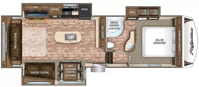 32' 2019 Grand Design Reflection 303RLS w/3 Slides Floorplan