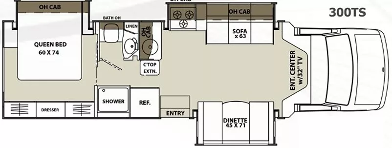 31' 2014 Coachmen Concord 300TS w/3 Slides Floorplan