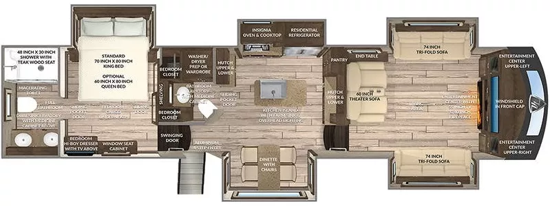 42' 2022 Vanleigh RV Vilano 377FL w/5 Slides Floorplan