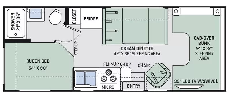 24' 2017 Thor Chateau 23U Floorplan