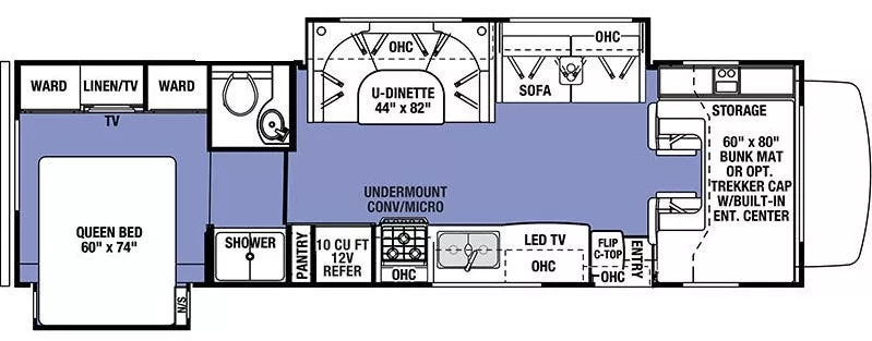 32' 2021 Forest River Sunseeker 3010DS w/2 Slides Floorplan