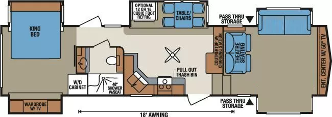 41' 2015 Kz Durango Gold 380FL w/5 Slides Floorplan
