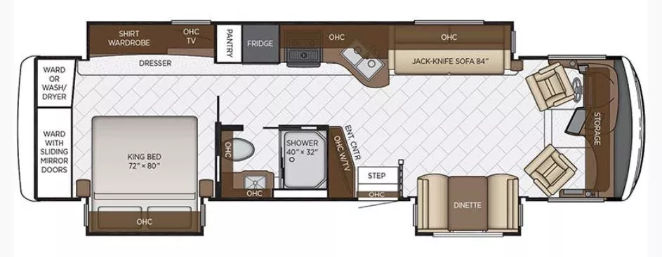 36' 2020 Newmar Canyon Star 3513 w/3 Slides Floorplan