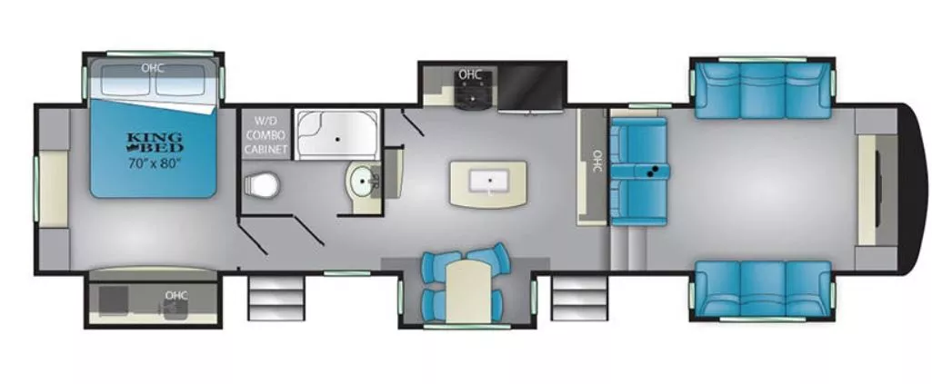 37' 2020 Heartland Elkridge 38FLIK w/6 Slides & Generator Floorplan