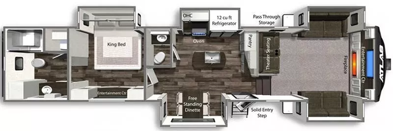 42' 2023 Dutchmen Atlas 3802FLKB w/5 Slides Floorplan