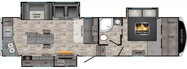 36' 2020 Crossroads Volante 326RK w/3 Slides Floorplan