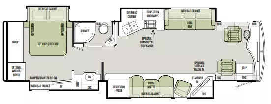 38' 2016 Tiffin Phaeton 36GH 380hp Cummins w/4 Slides Floorplan