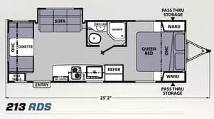 25' 2023 Forest River Apex Nano 213RDS w/Slide Floorplan