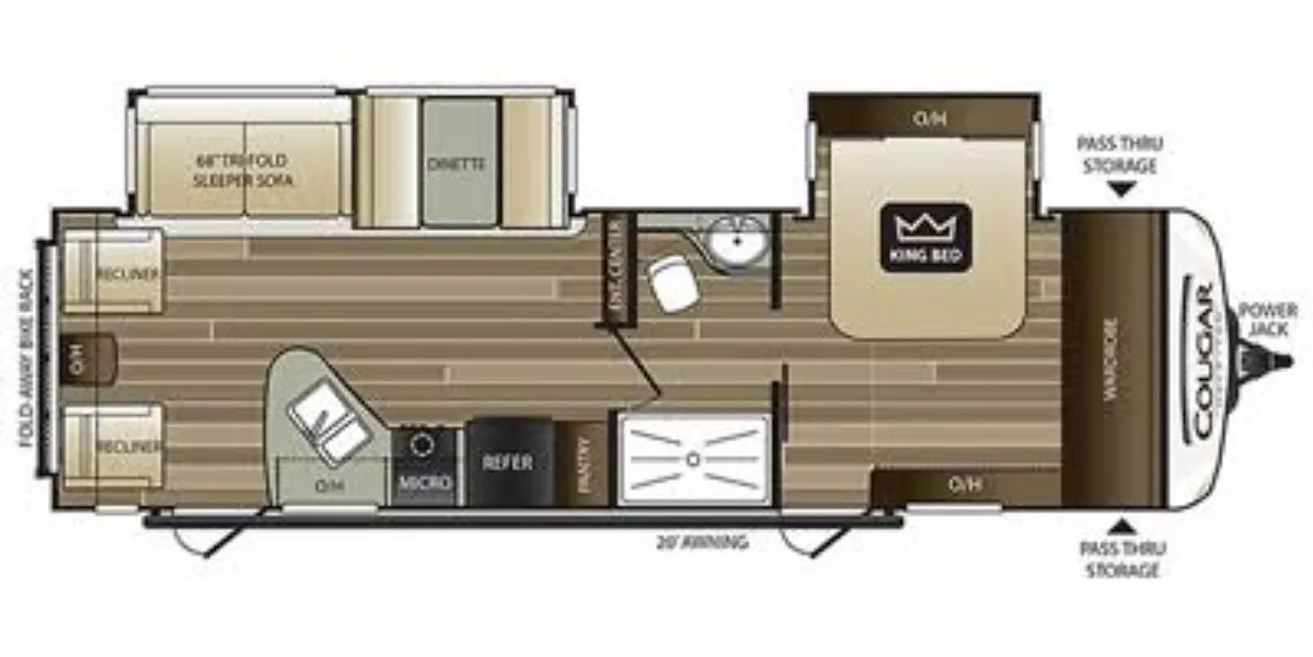 33' 2019 Keystone Cougar 29RLDWE w/2 Slides Floorplan