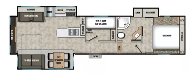 36' 2024 Forest River Shasta Phoenix Lite 30 BH w/3 Slides - Bunk House Floorplan