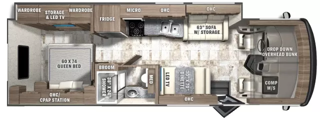 30' 2018 Coachmen Pursuit Precision 29SSP w/Slide Floorplan