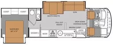 31' 2013 Thor Ace EVO 30.1 w/2 Slides Floorplan