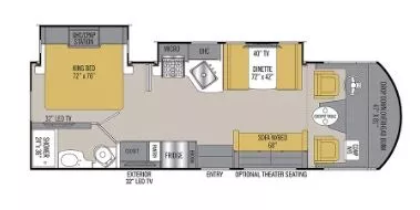 29' 2019 Forest River Coachmen Pursuit 27DS w/2 Slides Floorplan