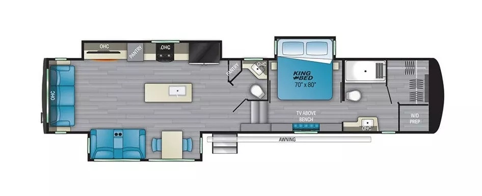 43' 2022 Heartland Bighorn 3970FB w/3 Slides Floorplan