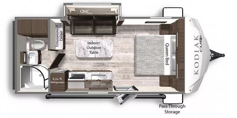 23' 2021 Dutchmen Kodiak Cub 185MB w/Slide Floorplan