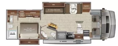 39' 2022 Jayco Seneca Prestige M37K w/2 Slides Floorplan