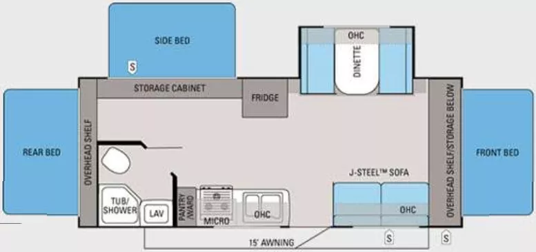 24' 2012 Jayco Jay Feather 23 F w/Slide Floorplan