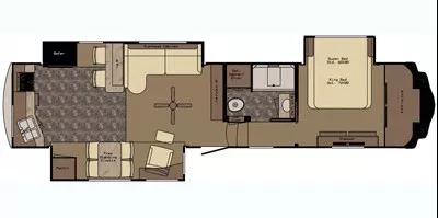 38' 2018 Redwood Sequoia 38LSE w/3 Slides Floorplan