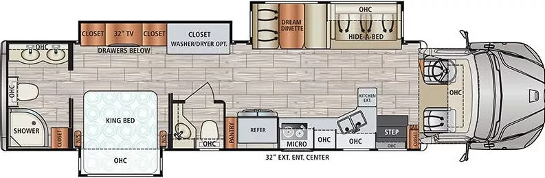 41' 2020 Dynamax Dx3 37RB w/3 Slides Floorplan