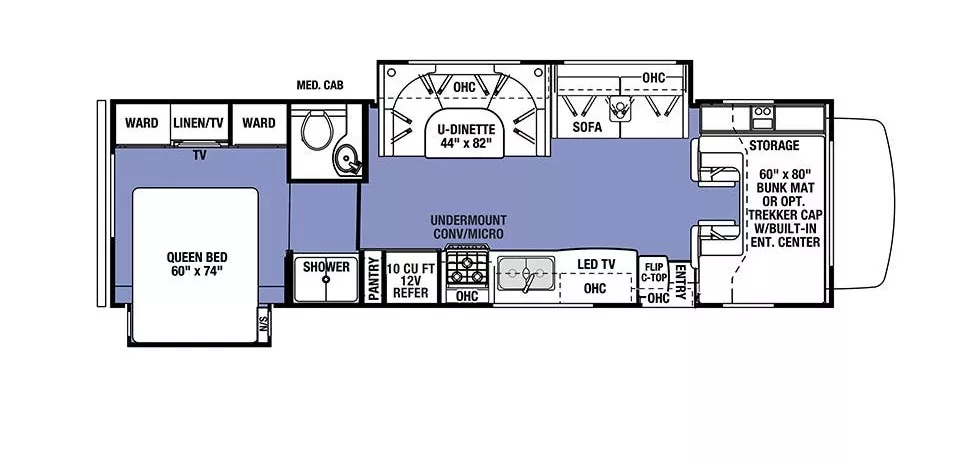 32' 2021 Forest River Sunseeker 3010DS w/2 Slides Floorplan