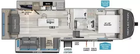 32' 2022 Grand Design Reflection 150 295RL w/2 Slides Floorplan