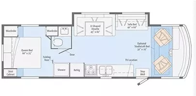 31' 2014 Itasca Sunstar 31KE w/Slide Floorplan