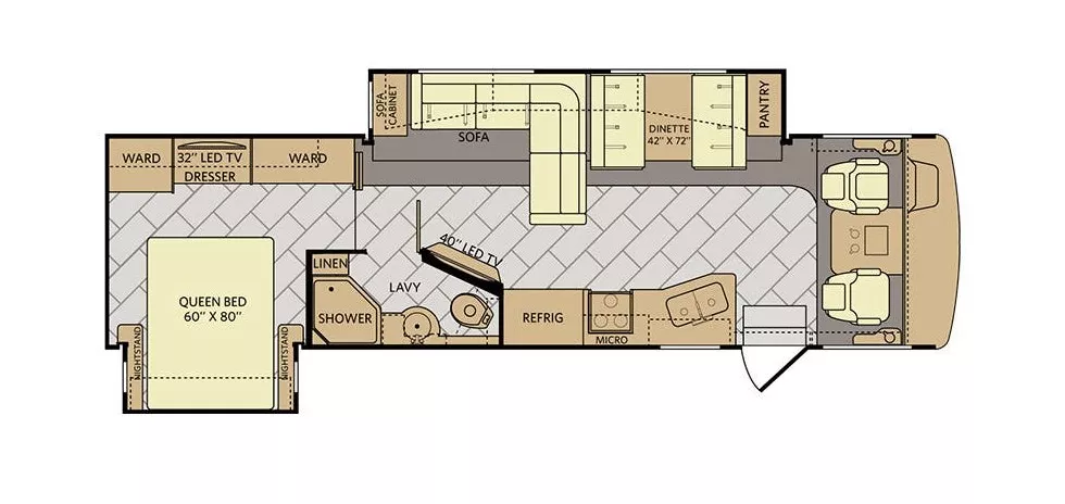 34' 2016 Fleetwood Bounder 33C w/2 Slides Floorplan