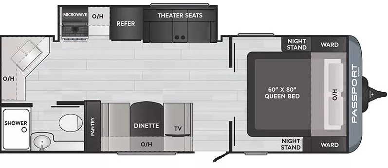 26' 2021 Keystone Passport Sl 229RK w/Slide Floorplan