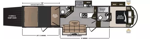 43' 2018 Dutchmen Voltage 3805 w/3 Slides & Generator  - Toy Hauler - Bunk House Floorplan