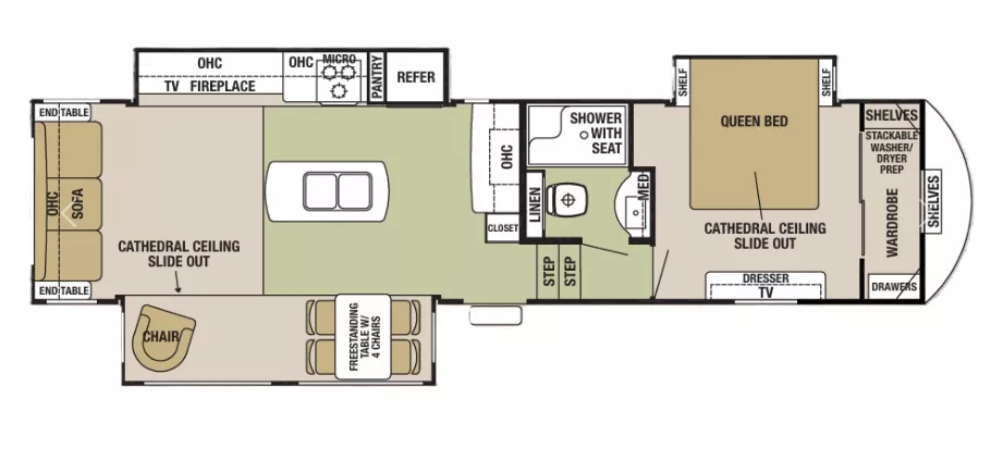 36' 2016 Forest River Cedar Creek Silverback 331K w/3 Slides Floorplan