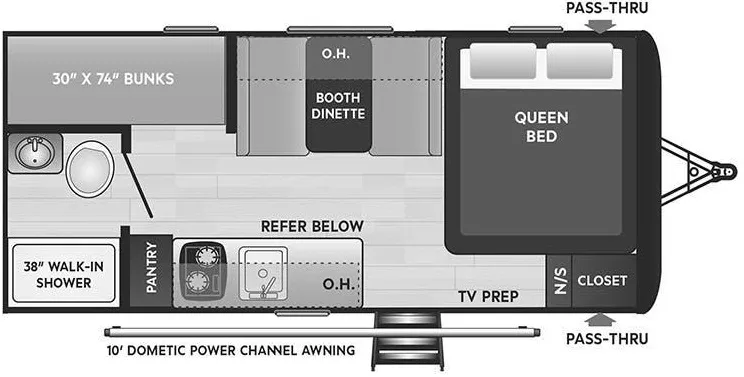 21' 2022 Keystone Hideout 175BH - Bunk House Floorplan