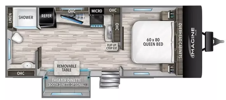 25' 2022 Grand Design Imagine Xls 22RBE w/Slide Floorplan
