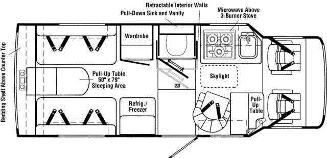 22' 2002 Winnebago Rialta 22 HD Floorplan