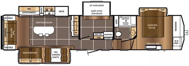 42' 2016 Forest River Sanibel Traveler 38QB - Bunk House Floorplan