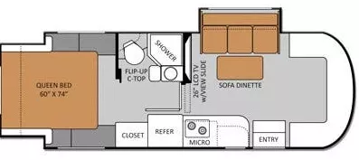 25' 2015 Thor Citation 24SR w/2 Slides Floorplan