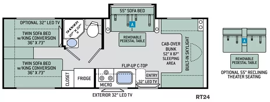 26' 2018 Thor Quantum RT24 w/Slide Floorplan