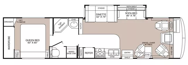 37' 2001 Fleetwood Bounder 36S w/2 Slides Floorplan