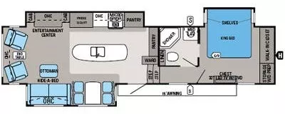 39' 2014 Jayco Pinnacle 36KPTS w/3 Slides & Generator Floorplan