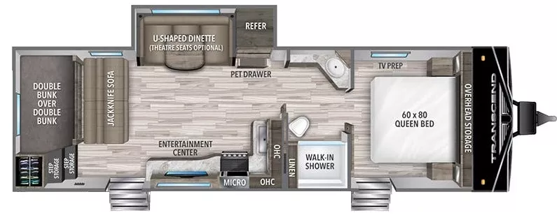 33' 2022 Grand Design Transcend Xplor 265BH w/Slide - Bunk House Floorplan