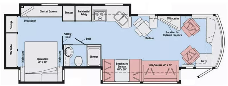 37' 2016 Winnebago Itasca Solei 36G 340hp Cummins w/3 Slides Floorplan