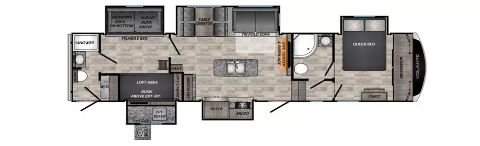 41' 2021 Crossroads RV Volante M3601 3601 LF w/4 Slides - Bunk House Floorplan