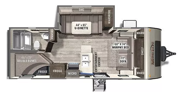25' 2022 Forest River Rockwood Mini Lite 2509S w/Slide - Bunk House Floorplan